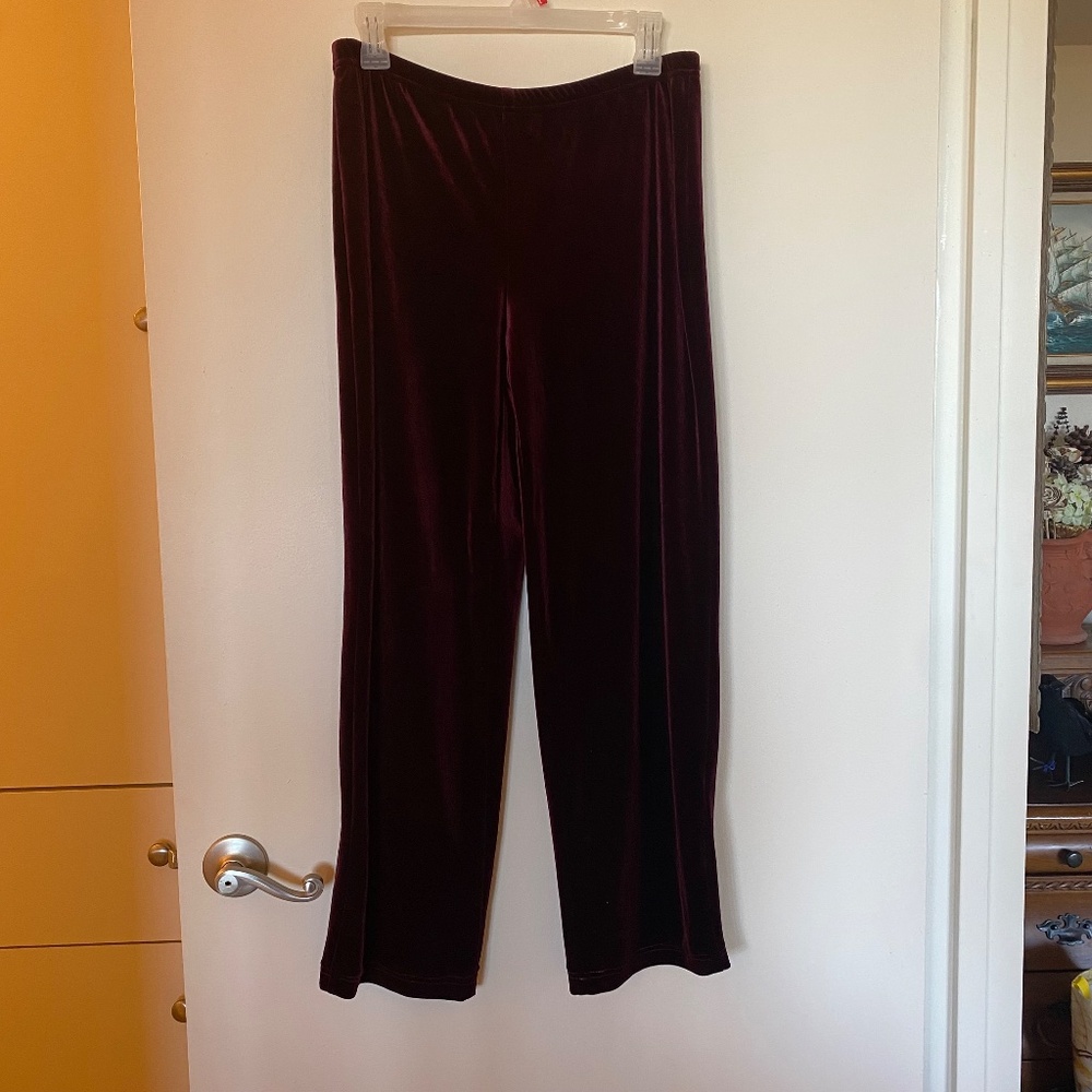 Believe Burgundy Velour Straight Leg Pants Y2K Lounge Size 8 - Picture 10 of 16